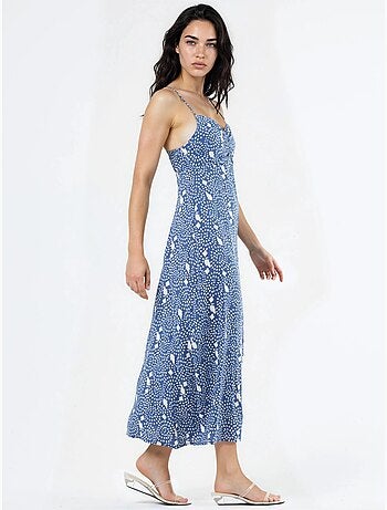 Busem robe midi nuisette fleurie à col cœur