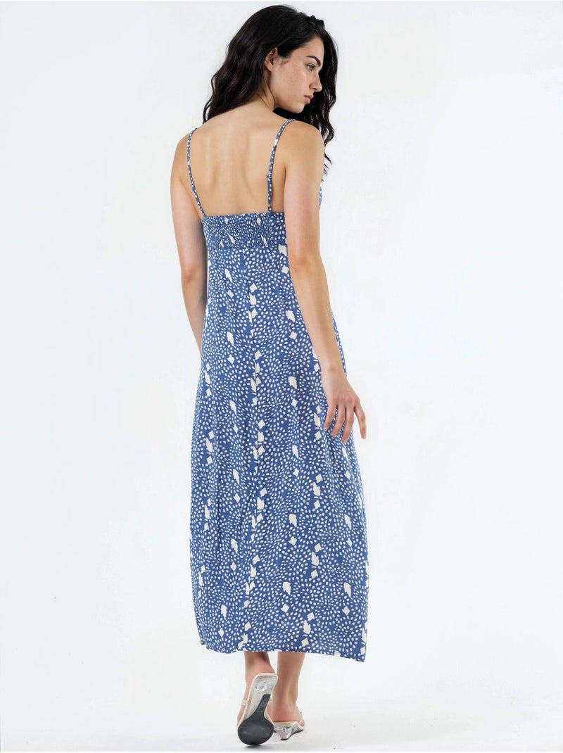 Busem robe midi nuisette fleurie à col cœur Bleu cobalt - Kiabi