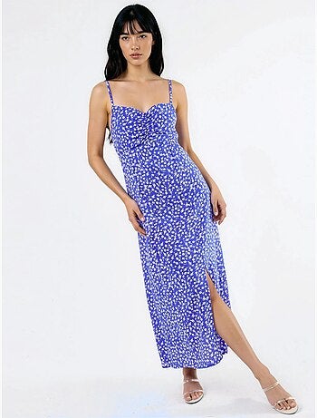 Busem robe midi nuisette fleurie à col cœur