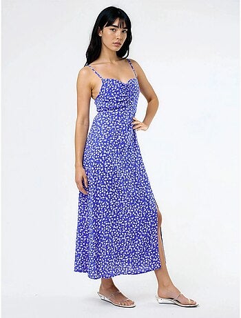 Busem robe midi nuisette fleurie à col cœur