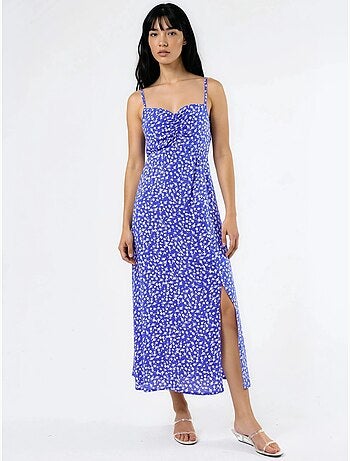 Busem robe midi nuisette fleurie à col cœur