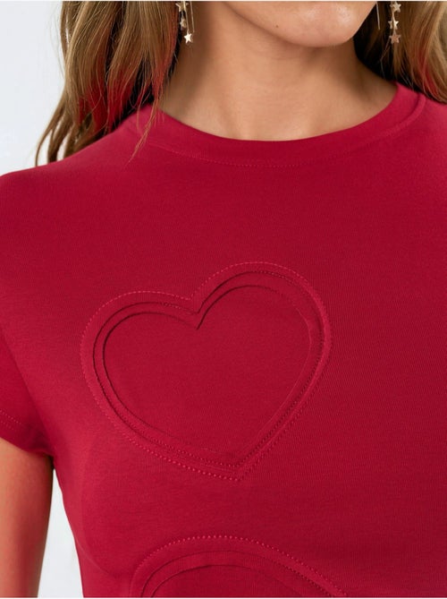 Busem t-shirt à col rond avec imprimé de cœurs brodés - Kiabi Busem t-shirt à col rond avec imprimé de cœurs brodés - Kiabi