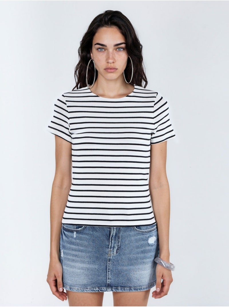 Busem t-shirt à rayures en coton à col rond Multicolore - Kiabi