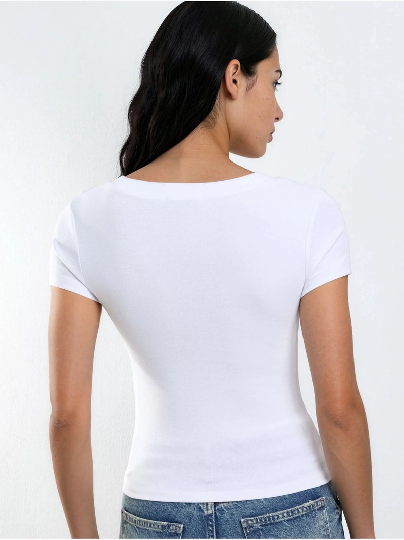 Busem t-shirt élastique à manches courtes avec col en v Blanc - Kiabi