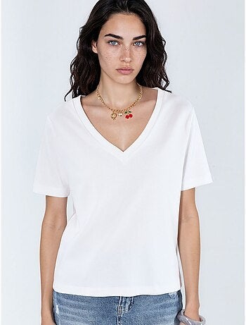 Busem t-shirt en coton à col v coupe régulière unie
