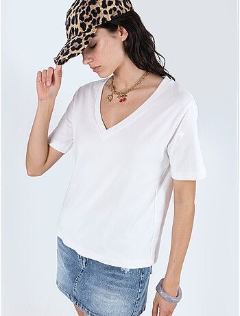 Busem t-shirt en coton à col v coupe régulière unie