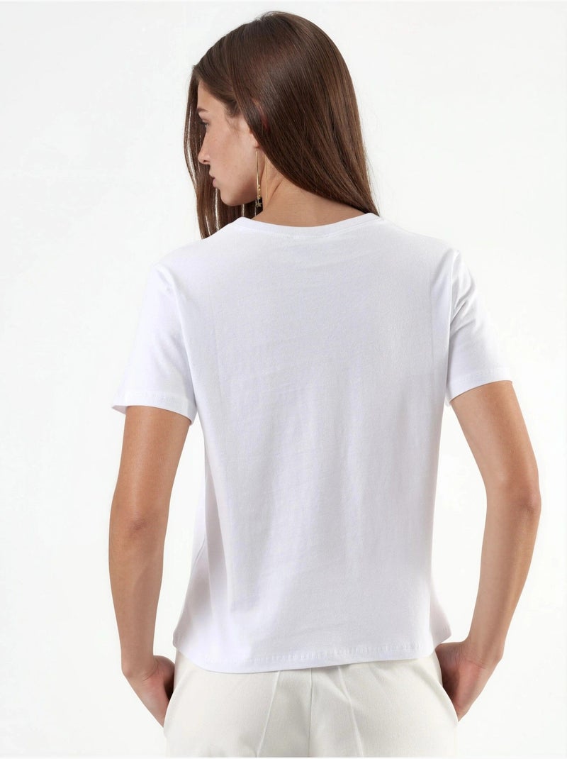 Busem t-shirt en coton uni à col rond Blanc - Kiabi