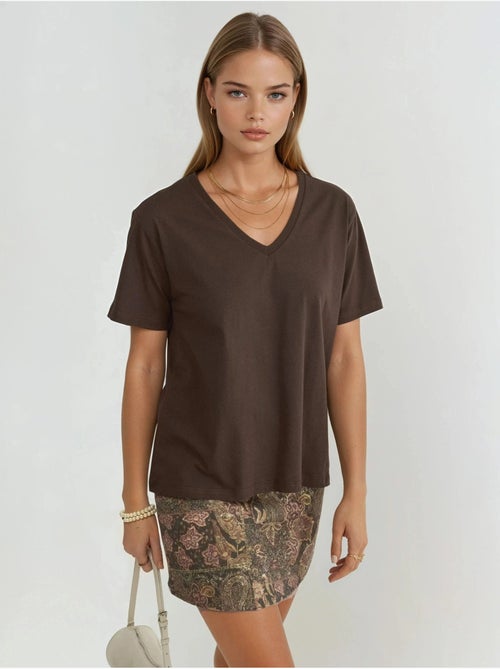 Busem t-shirt en maille unie à col en v - Kiabi Busem t-shirt en maille unie à col en v - Kiabi
