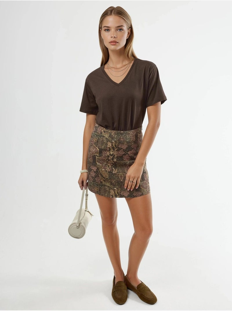 Busem t-shirt en maille unie à col en v Marron chocolat - Kiabi