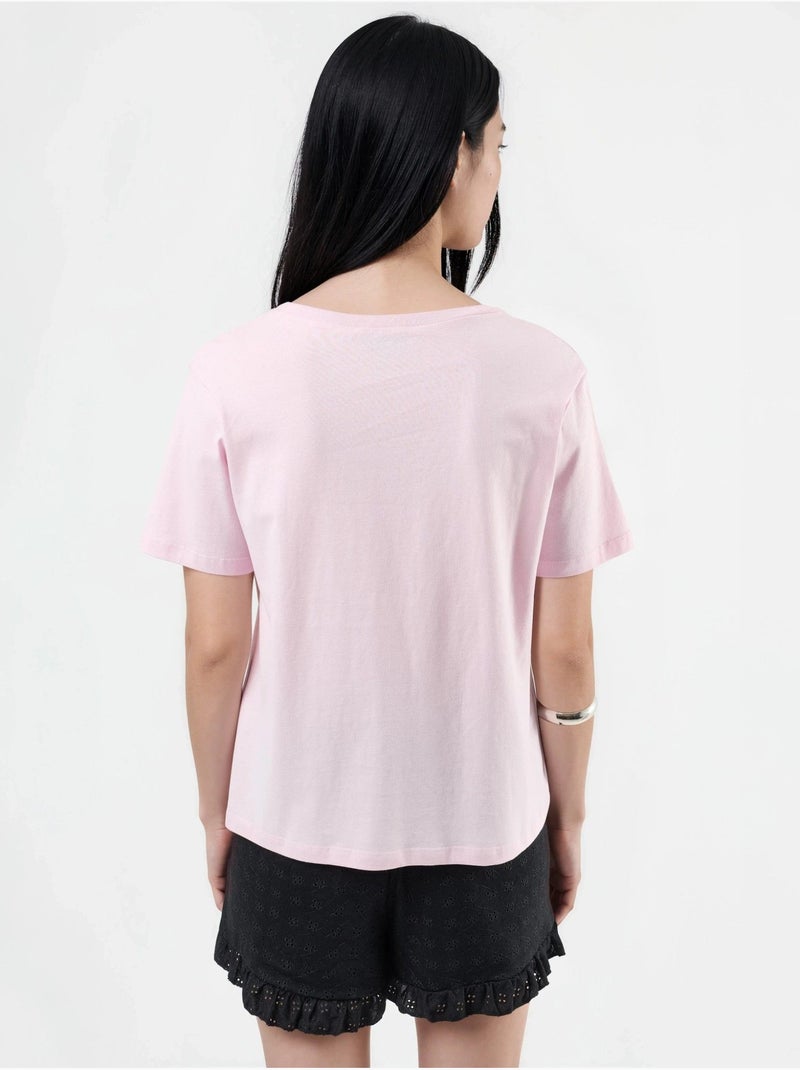 Busem t-shirt en maille unie à col en v Rose pâle - Kiabi
