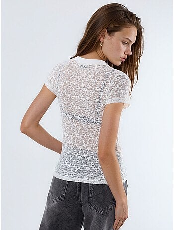 Busem t-shirt imprimé en dentelle à col rond