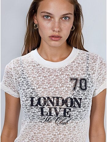Busem t-shirt imprimé en dentelle à col rond