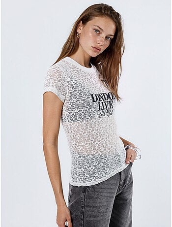 Busem t-shirt imprimé en dentelle à col rond