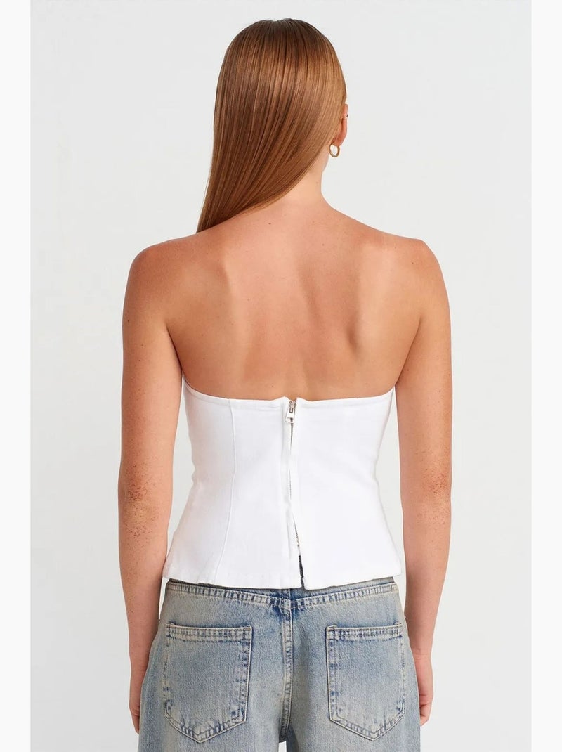 Bustier à basque ajusté dilvin Blanc - Kiabi