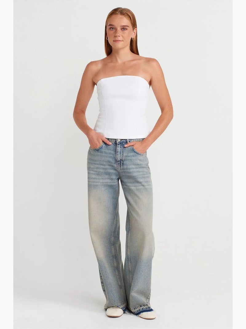 Bustier à basque ajusté dilvin Blanc - Kiabi