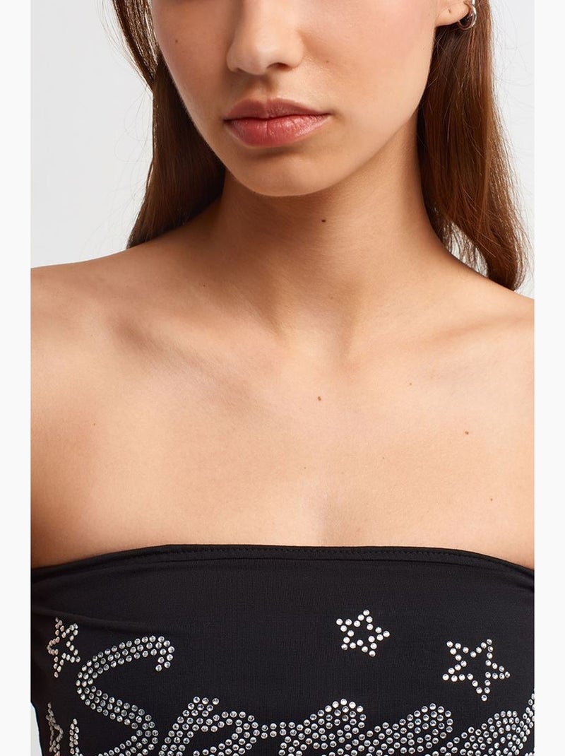 Bustier court ajusté strass dilvin Noir - Kiabi