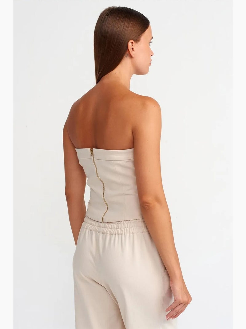 Bustier court ajusté zippé dilvin Crème - Kiabi
