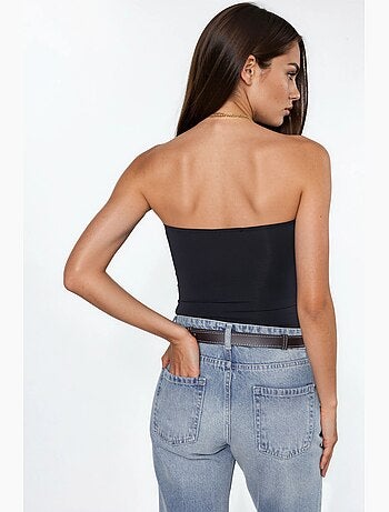 Bustier court uni sans bretelles en jersey stretch busem