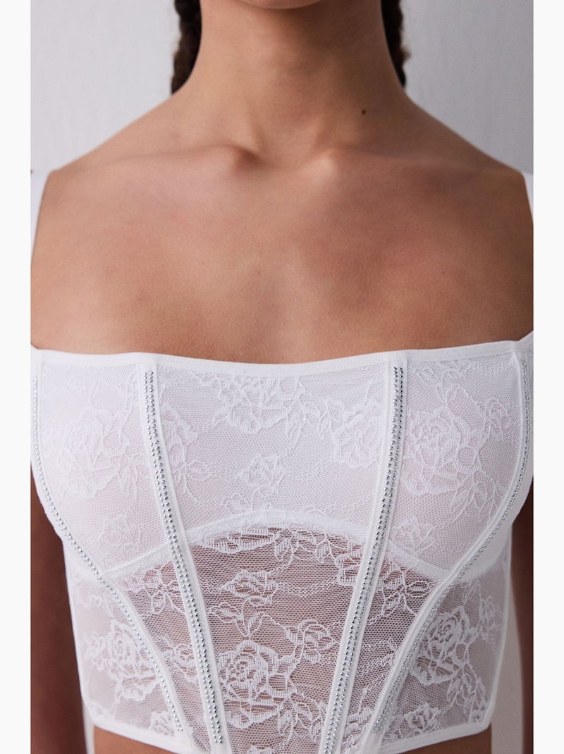 Bustier court corseté stone penti Blanc - Kiabi