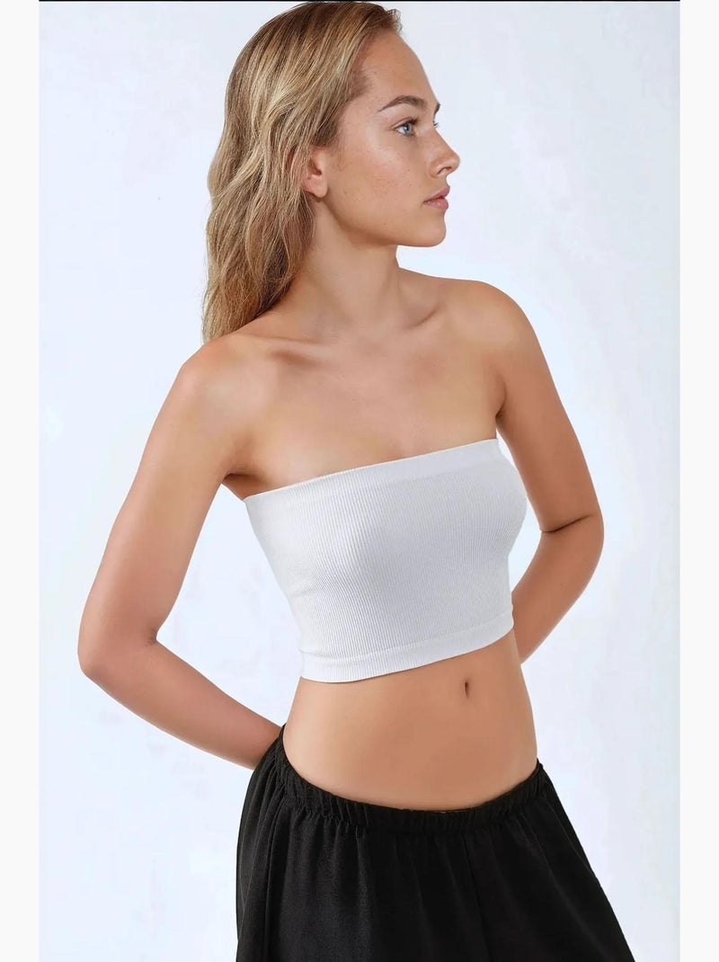Bustier court côtelé ajusté hiccup Blanc - Kiabi