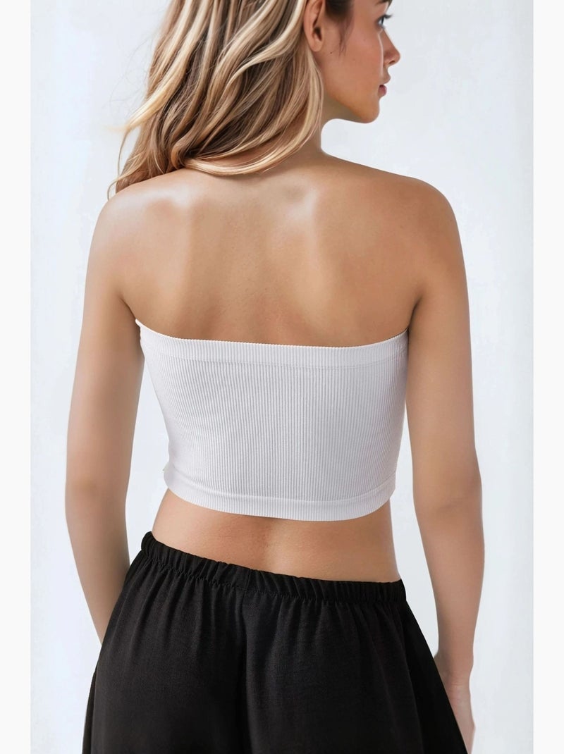 Bustier court côtelé ajusté hiccup Blanc - Kiabi