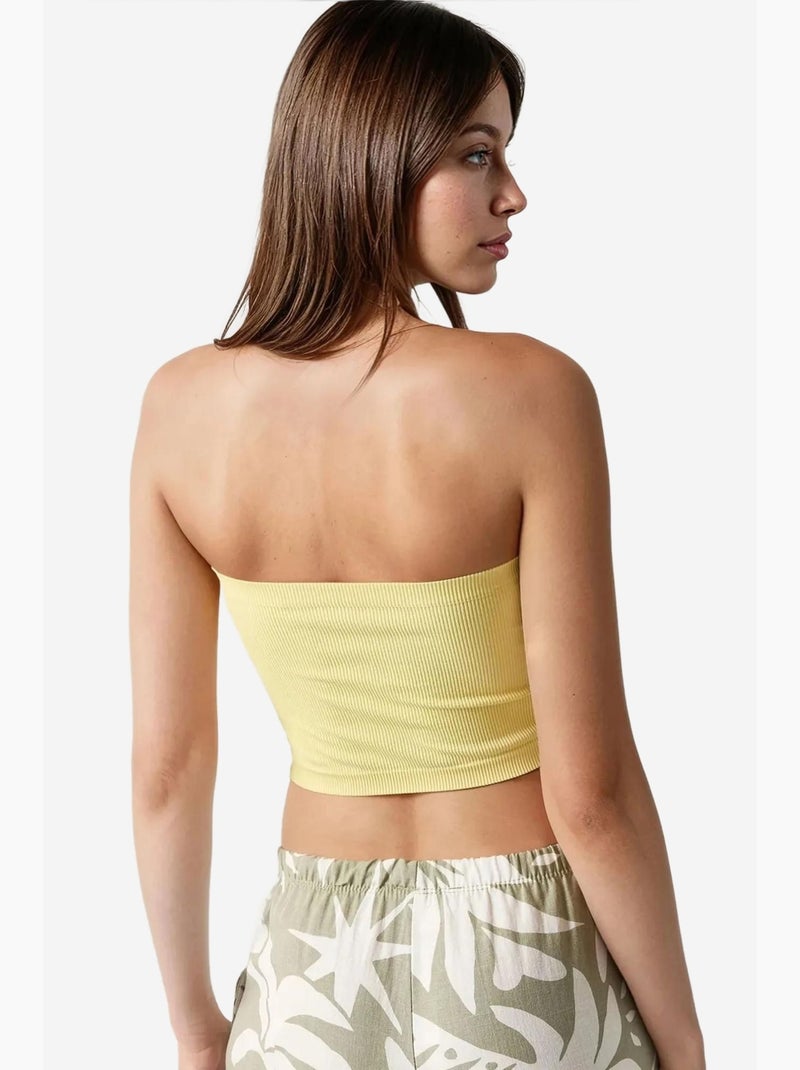 Bustier court côtelé ajusté hiccup Jaune citron - Kiabi