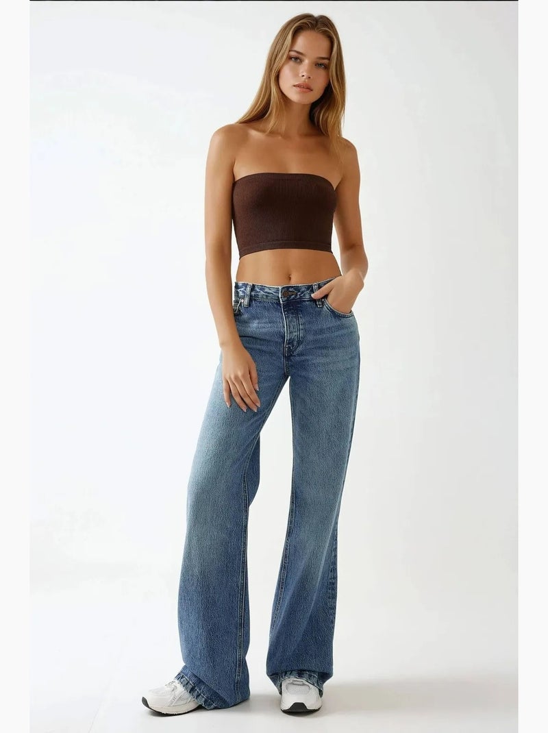 Bustier court côtelé ajusté hiccup Marron chocolat - Kiabi
