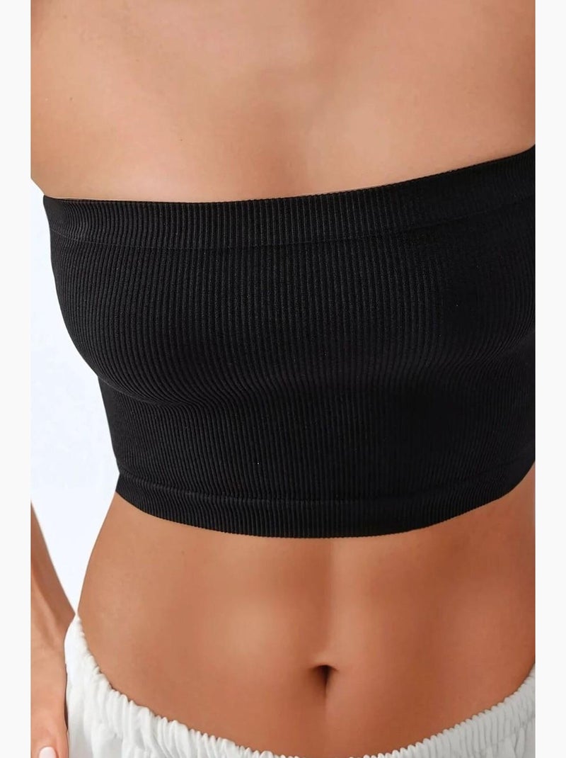 Bustier court côtelé ajusté hiccup Noir - Kiabi