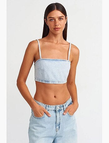 Bustier court en denim dilvin