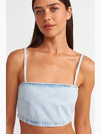 Bustier court en denim dilvin