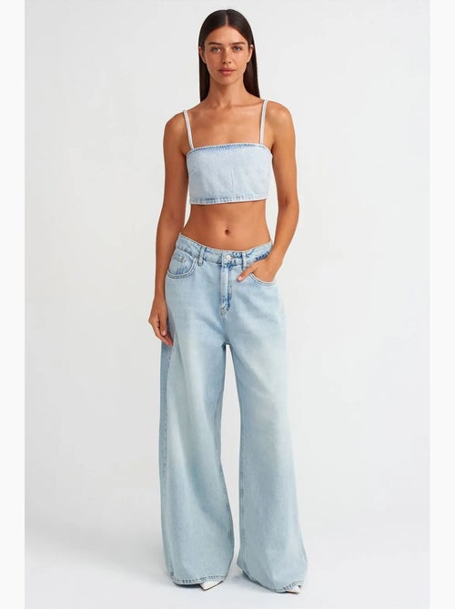 Bustier court en denim dilvin - Kiabi Bustier court en denim dilvin - Kiabi