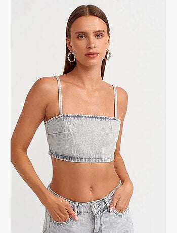 Bustier court en denim dilvin