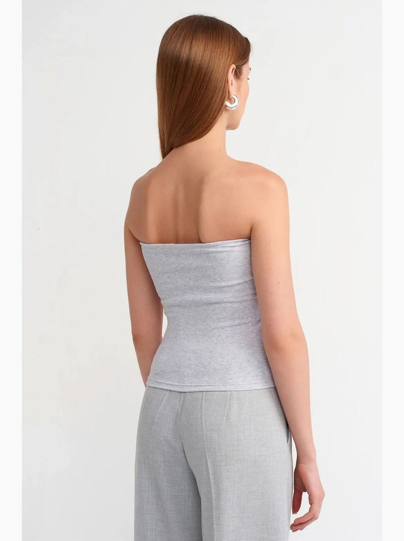 Bustier court en jersey stretch uni, coupe slim dilvin Gris clair - Kiabi