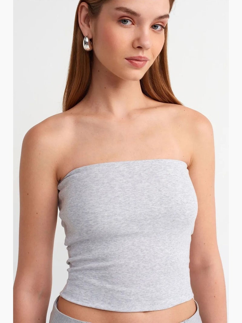 Bustier court en jersey stretch uni, coupe slim dilvin Gris clair - Kiabi
