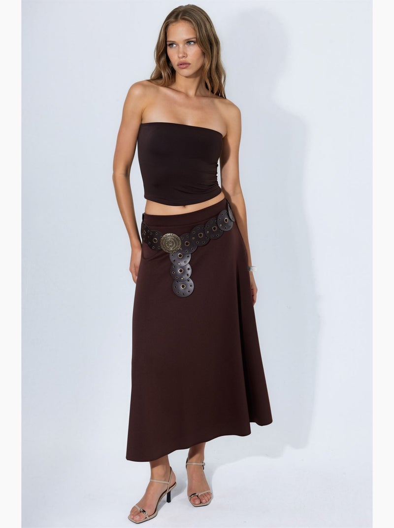 Bustier court uni sans bretelles en jersey stretch busem Marron chocolat - Kiabi