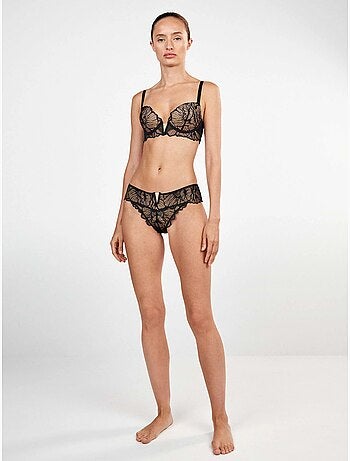 Bustier effet push up dentelle florale