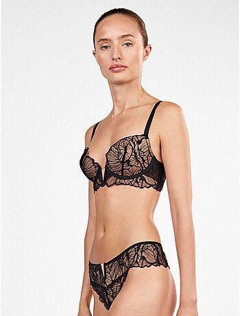 Bustier effet push up dentelle florale