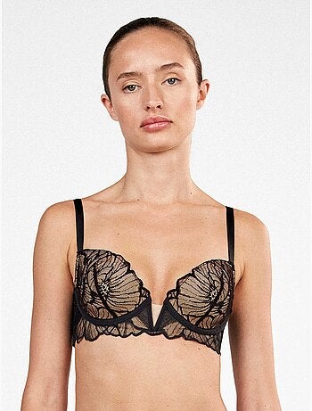 Bustier effet push up dentelle florale