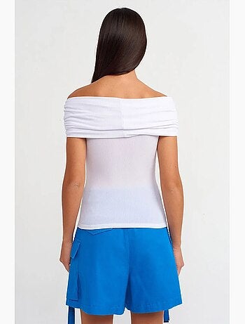 Bustier épaules dénudées côtelé ajusté dilvin