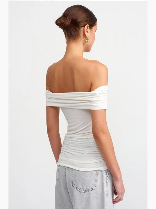 Bustier épaules dénudées froncé ajusté hiccup - Kiabi
