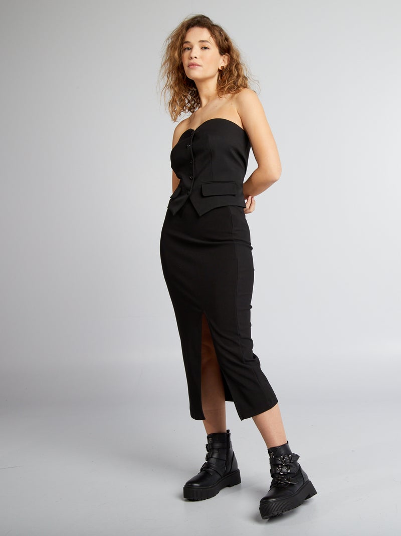 Bustier façon gilet noir - Kiabi