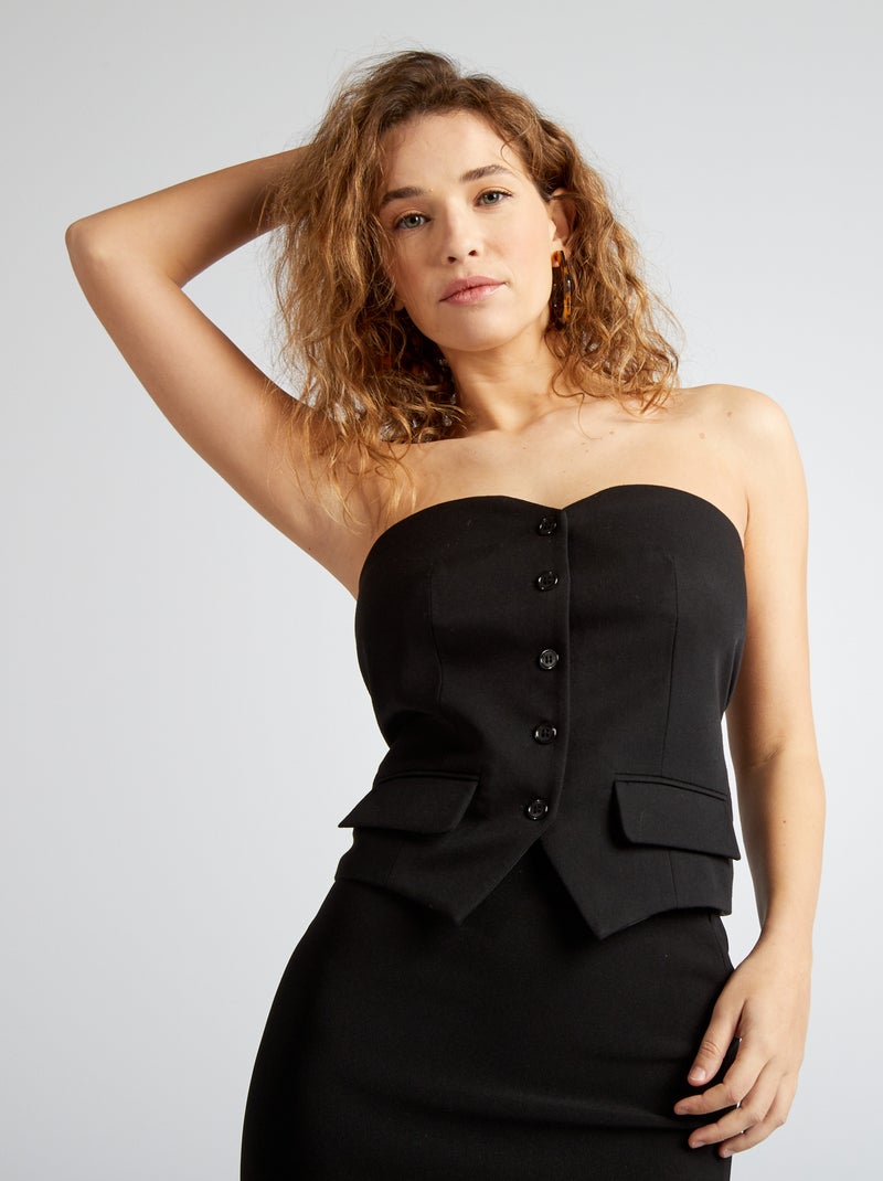 Bustier façon gilet noir - Kiabi