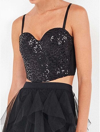 Bustier noir à paillettes au design éblouissant