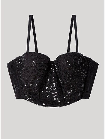 Bustier noir à paillettes au design éblouissant