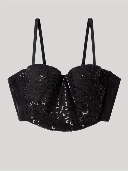 Bustier noir à paillettes au design éblouissant - Kiabi Bustier noir à paillettes au design éblouissant - Kiabi