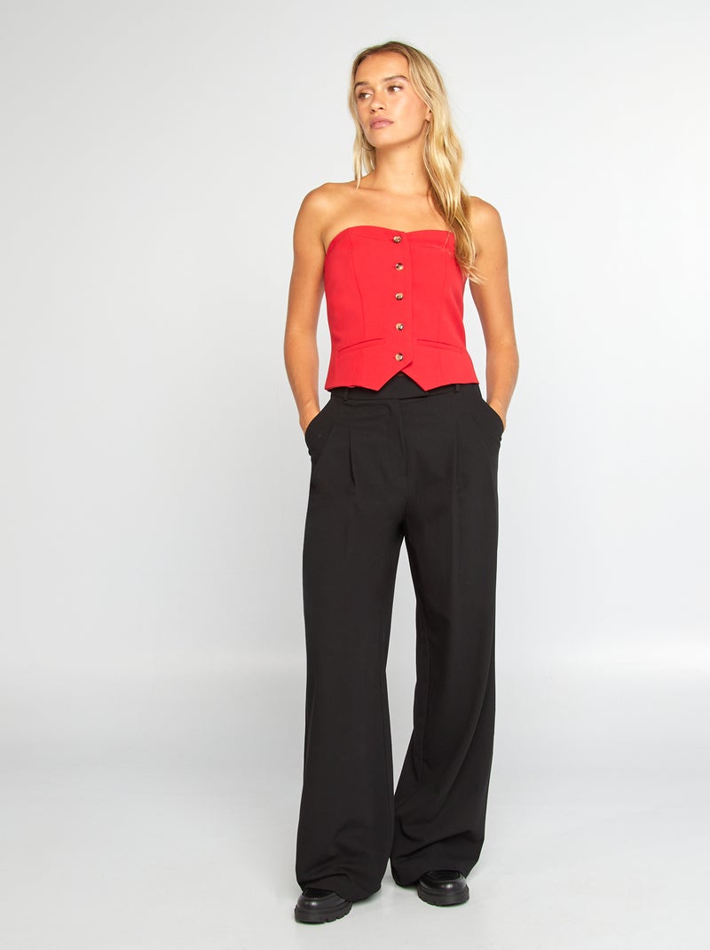 Bustier uni boutonné Rouge - Kiabi