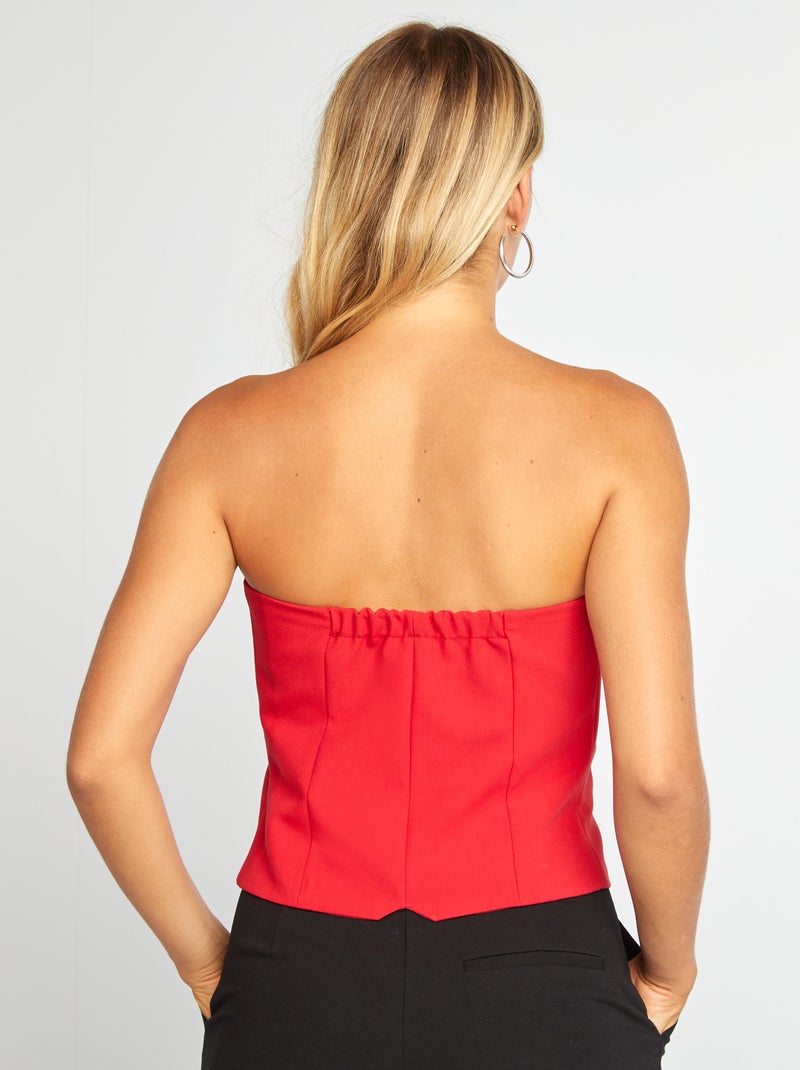 Bustier uni boutonné Rouge - Kiabi