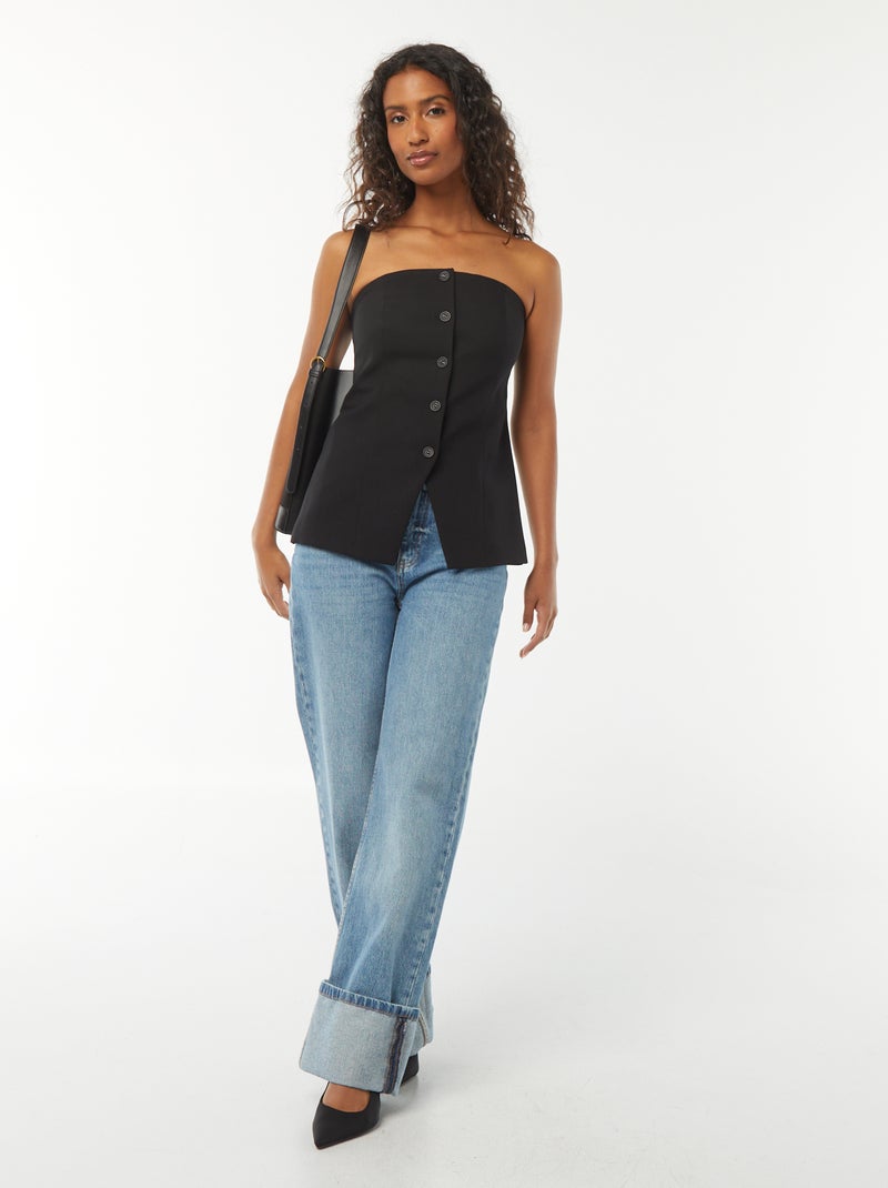 Bustier uni esprit gilet de costume Noir - Kiabi