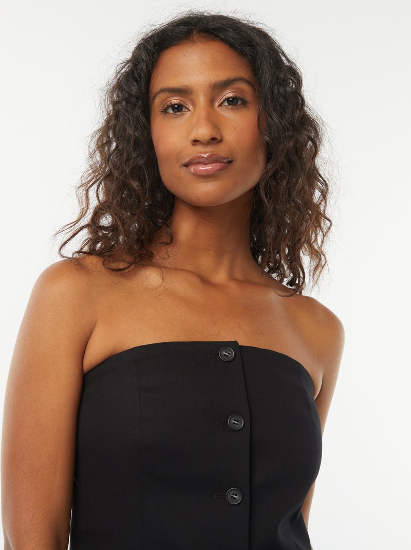 Bustier uni esprit gilet de costume Noir - Kiabi