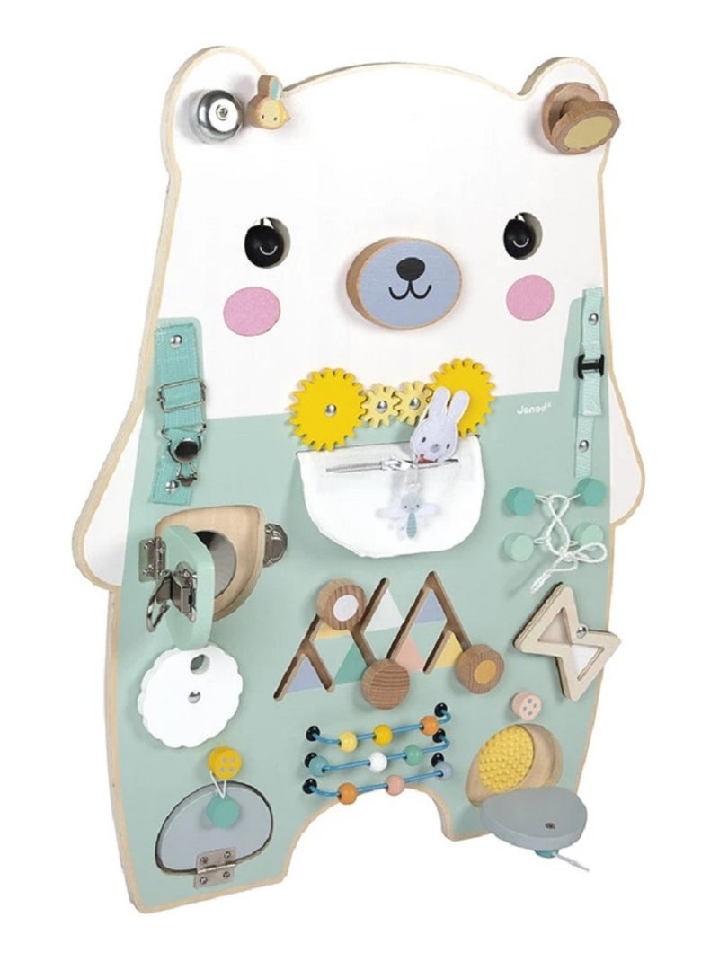 Busy-board Ourson en bois Blanc - Kiabi